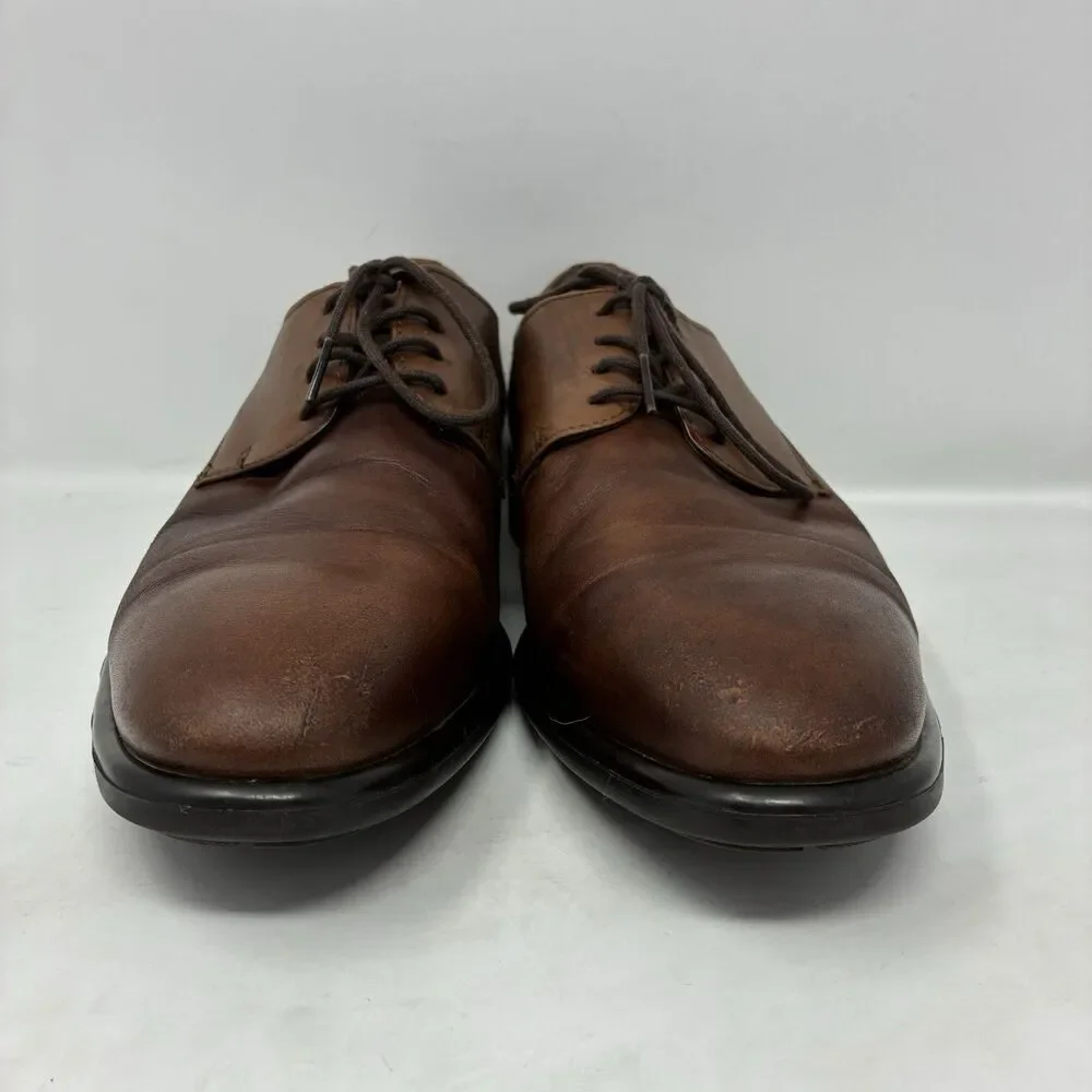 ECCO Mens Tray Tech Oxford Dress Shoes EU 42 Chestnut US 8.5M Lace Up Clean